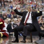 South Carolina head coach Frank Martin reacts to a call during the second half against Gonzaga in the semifinals of the Final Four NCAA college basketball tournament, Saturday, April 1, 2017, in Glendale, Ariz. (AP Photo/Mark Humphrey)