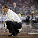 Oregon head coach Dana Altman watches during the second half in the semifinals of the Final Four NCAA college basketball tournament against North Carolina, Saturday, April 1, 2017, in Glendale, Ariz. (AP Photo/Mark Humphrey)