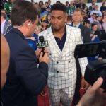 LSU safety Jamal Adams was feeling it in his white suit. (Twitter)