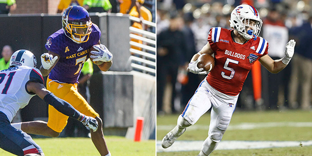 Left: Zay Jones of East Carolina; Right: Trent Taylor of Louisiana Tech. (AP Photos)...