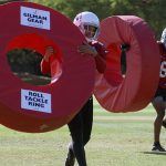 Defensive backs Tyvon Branch and Brandon Williams during an OTA practice May 24. (Photo by Adam Green/Arizona Sports)