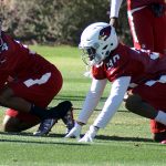 DBs Harlan Miller and Rudy Ford during an OTA practice May 24. (Photo by Adam Green/Arizona Sports)