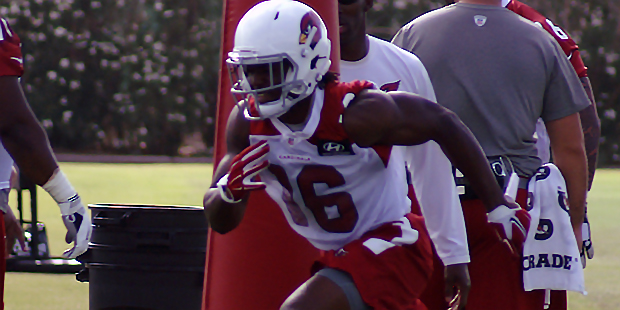 Chad Williams goes through a drill during an OTA practice May 16. (Photo by Adam Green/Arizona Spor...