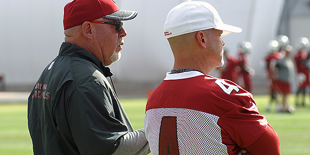 Cardinals coach Bruce Arians and kicker Phil Dawson. (Adam Green/Arizona Sports)...