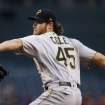 Pittsburgh Pirates' Gerrit Cole throws a pitch to the Arizona Diamondbacks during the first inning of a baseball game Thursday, May 11, 2017, in Phoenix. (AP Photo/Ross D. Franklin)