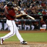 Arizona Diamondbacks' Paul Goldschmidt connects for a run-scoring double against the Chicago White Sox during the fourth inning of a baseball game Wednesday, May 24, 2017, in Phoenix. (AP Photo/Ross D. Franklin)