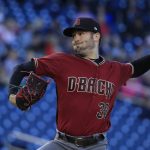 Arizona Diamondbacks starting pitcher Robbie Ray (38) throws a pitch during the first inning of a baseball game against the Washington Nationals in Washington, Wednesday, May 3, 2017. (AP Photo/Manuel Balce Ceneta)