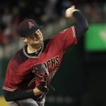 Arizona Diamondbacks starting pitcher Robbie Ray (38) throws a pitch during the fifth inning of a baseball game against the Washington Nationals in Washington, Wednesday, May 3, 2017. (AP Photo/Manuel Balce Ceneta)