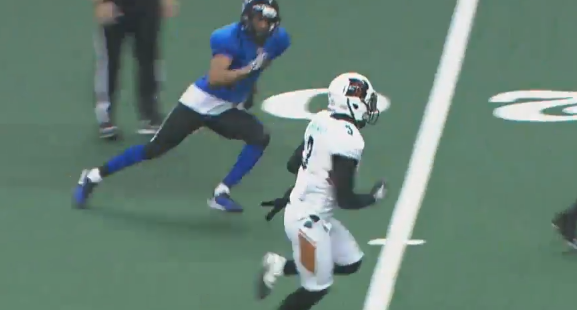 Rattlers defensive back Bubba Chapman returns one of his two interceptions against the Cedar Rapids...