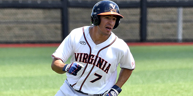Virginia's Adam Haseley (7) rounds third bas on his way to score during the Atlantic Coast Conferen...