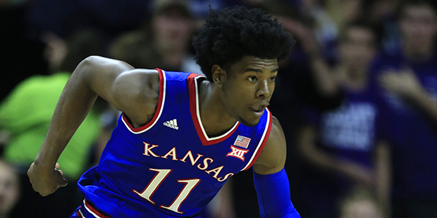 Kansas guard Josh Jackson (11) during the first half of an NCAA college basketball game against Kan...