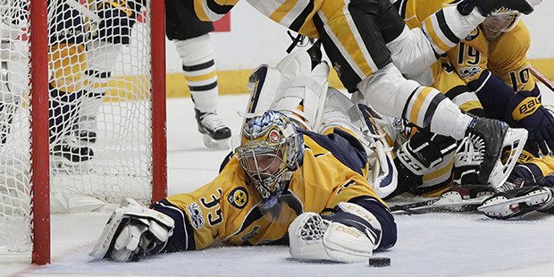 Pekka Rinne&#39;s diving save in Game 4 made Finnish broadcasters very excited