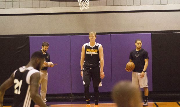 Tim Kempton Jr. participates in his pre-draft workout with the Phoenix Suns. (Photo by Greg Macafee...