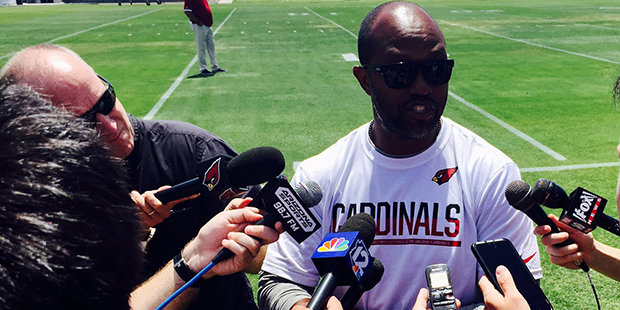 Torry Holt speaks with the media following a Cardinals mini-camp practice June 6. (Photo by @CardsM...