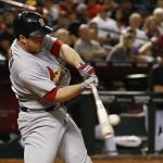 St. Louis Cardinals' Jedd Gyorko hits an RBI double against the Arizona Diamondbacks during the eighth inning of a baseball game Wednesday, June 28, 2017, in Phoenix. The Cardinals defeated the Diamondbacks 4-3. (AP Photo/Ross D. Franklin)