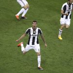Juventus' Mario Mandzukic celebrates scoring his side's first goal during the Champions League Final soccer match between Juventus and Real Madrid at the Millennium Stadium in Cardiff, Wales, Saturday, June 3, 2017. (AP Photo/Alastair Grant)