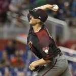 Arizona Diamondbacks starting pitcher Zack Greinke throws during the first inning of the team's baseball game against the Miami Marlins, Thursday, June 1, 2017, in Miami. (AP Photo/Lynne Sladky)