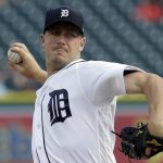 Detroit Tigers starting pitcher Jordan Zimmermann throws during the first inning of the team's baseball game against the Arizona Diamondbacks, Wednesday, June 14, 2017, in Detroit. (AP Photo/Carlos Osorio)