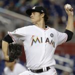 Miami Marlins pitcher Jeff Locke throws during the first inning of the team's baseball game against the Arizona Diamondbacks, Thursday, June 1, 2017, in Miami. (AP Photo/Lynne Sladky)