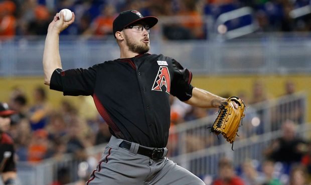 Arizona Diamondbacks' Braden Shipley delivers a pitch during the first inning of a baseball game ag...