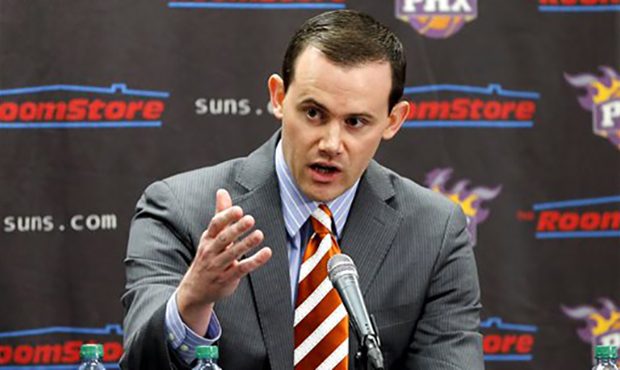 Newly-appointed Phoenix Suns general manager Ryan McDonough speaks during an NBA basketall news con...