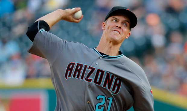 Arizona Diamondbacks pitcher Zack Greinke throws against the Detroit Tigers in the first inning of ...