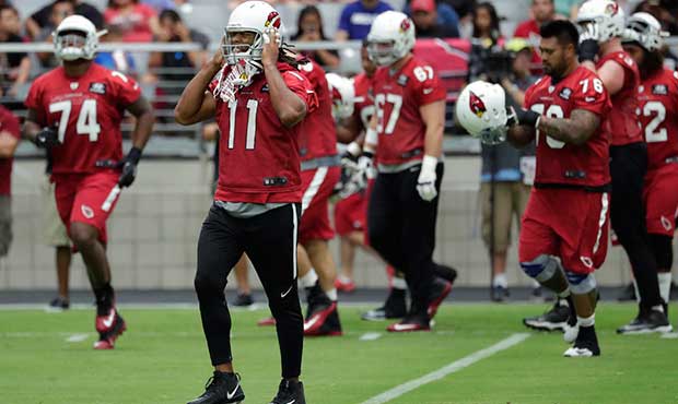 Arizona Cardinals wide receiver Larry Fitzgerald (11) takes the field during the first day of NFL f...