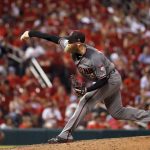 Arizona Diamondbacks relief pitcher Archie Bradley throws during the eighth inning of the team's baseball game against the St. Louis Cardinals on Thursday, July 27, 2017, in St. Louis. (AP Photo/Jeff Roberson)