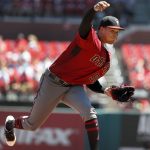 Arizona Diamondbacks starting pitcher Taijuan Walker throws during the first inning of a baseball game against the St. Louis Cardinals, Sunday, July 30, 2017, in St. Louis. (AP Photo/Jeff Roberson)