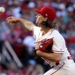 St. Louis Cardinals starting pitcher Mike Leake throws during the first inning of a baseball game against the Arizona Diamondbacks, Saturday, July 29, 2017, in St. Louis. (AP Photo/Jeff Roberson)