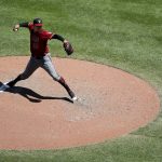 Arizona Diamondbacks starting pitcher Taijuan Walker throws during the fifth inning of a baseball game against the St. Louis Cardinals, Sunday, July 30, 2017, in St. Louis. (AP Photo/Jeff Roberson)