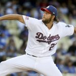 Los Angeles Dodgers starting pitcher Clayton Kershaw throws against the Arizona Diamondbacks during the first inning of a baseball game in Los Angeles, Tuesday, July 4, 2017. (AP Photo/Chris Carlson)