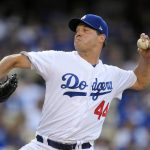 Los Angeles Dodgers starting pitcher Rich Hill throws during the first inning of the team's baseball game against the Arizona Diamondbacks, Thursday, July 6, 2017, in Los Angeles. (AP Photo/Mark J. Terrill)