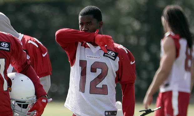 Arizona Cardinals' wide receiver John Brown arrives for a voluntary team NFL football workout, Tues...