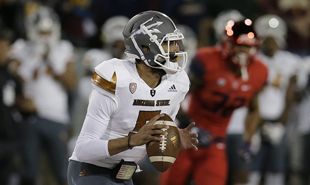 Arizona State quarterback Manny Wilkins (5) during the first half of an NCAA college football game ...
