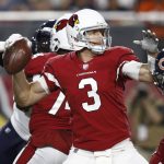 Arizona Cardinals quarterback Carson Palmer (3) throws against the Chicago Bears during the first half of a preseason NFL football game, Saturday, Aug. 19, 2017, in Glendale, Ariz. (AP Photo/Ross D. Franklin)