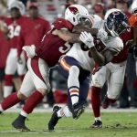 Chicago Bears tight end Dion Sims (88) is hit by Arizona Cardinals inside linebacker Scooby Wright, left, during the first half of a preseason NFL football game, Saturday, Aug. 19, 2017, in Glendale, Ariz. (AP Photo/Ralph Freso)