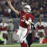 Arizona Cardinals quarterback Carson Palmer (3) throws against the Oakland Raiders during the first half of an NFL preseason football game, Saturday, Aug. 12, 2017, in Glendale, Ariz. (AP Photo/Ross D. Franklin)