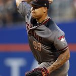 Arizona Diamondbacks pitcher Taijuan Walker delivers during the first inning of a baseball game against the New York Mets on Monday, Aug. 21, 2017, in New York. (AP Photo/Adam Hunger)