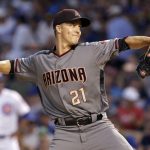 Arizona Diamondbacks starting pitcher Zack Greinke throws against the Chicago Cubs during the first inning of a baseball game Thursday, Aug. 3, 2017, in Chicago. (AP Photo/Nam Y. Huh)