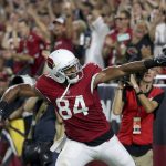 Arizona Cardinals tight end Jermaine Gresham (84) celebrates his touchdown against the Chicago Bears during the first half of a preseason NFL football game, Saturday, Aug. 19, 2017, in Glendale, Ariz. (AP Photo/Ralph Freso)