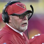 Arizona Cardinals coach Bruce Arians stands on the sideline during the first half of the team's Pro Football Hall of Fame NFL preseason game against the Dallas Cowboys in Canton, Ohio, Thursday, Aug. 3, 2017. (AP Photo/David Richard)