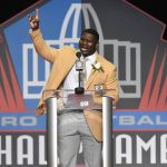 LaDainian Tomlinson delivers his speech at the Pro Football Hall of Fame inductions Saturday, Aug. 5, 2017, in Canton, Ohio. (AP Photo/David Richard)
