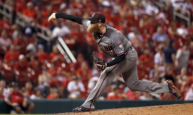 Arizona Diamondbacks relief pitcher Archie Bradley throws during the eighth inning of the team's ba...
