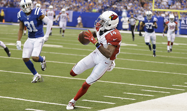 Arizona Cardinals' J.J. Nelson (14) runs during the second half of an NFL football game against the...