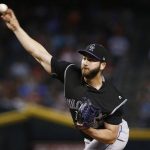 Colorado Rockies' Chad Bettis throws a pitch against the Arizona Diamondbacks during the first inning of a baseball game Thursday, Sept. 14, 2017, in Phoenix. (AP Photo/Ross D. Franklin)