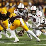 Arizona State quarterback Manny Wilkins fumbles a snap in the first half of an NCAA college football game against Texas Tech, Saturday, Sept. 16, 2017, in Lubbock, Texas. (Mark Rogers/Lubbock Avalanche-Journal via AP)