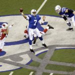 Indianapolis Colts quarterback Jacoby Brissett (7) throws during the first half of an NFL football game against the Arizona Cardinals, Sunday, Sept. 17, 2017, in Indianapolis. (AP Photo/AJ Mast)