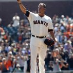 San Francisco Giants pitcher Ryan Vogelsong waves from the mound before the start of a baseball game against the Arizona Diamondbacks, Sunday, Sept. 17, 2017, in San Francisco. Vogelsong took the mound and then retired as a San Francisco Giants player. (AP Photo/George Nikitin)