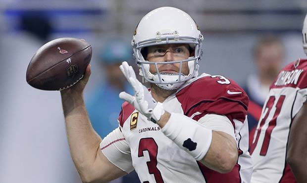 Arizona Cardinals quarterback Carson Palmer throws against the Detroit Lions during the first half ...